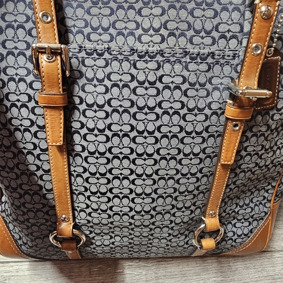 Coach Bags F11527 Navy Signature Jacquard Tote Vintage - Picture 8 of 12